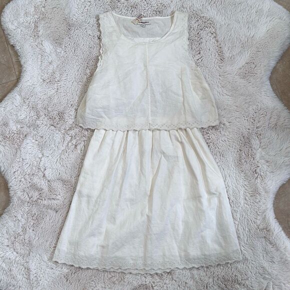 Madewell Eyelet Overlay Open Back Sleeveless Dress Size 12 - Picture 3 of 8
